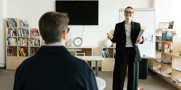 Training session for logistics staff with modern presentation equipment